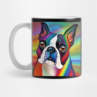 Boston Terrier Rainbow Painting Mug